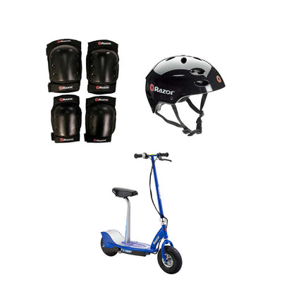 Razor E300S Adult Electric Power Scooter w/Seat, Helmet & Pads, Blue (2 Pack)