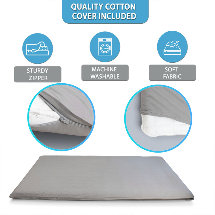 Native Nest Japanese Futon Floor Mattress, Foldable Shikibuton Bed, Full, Grey - VMInnovations