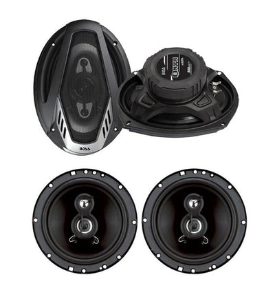 2) NEW BOSS NX694 6x9" 800W 4-Way Car Audio Speakers + 2) 6.5" 120W Speakers