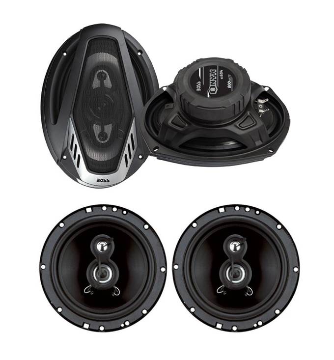 2) NEW BOSS NX694 6x9" 800W 4-Way Car Audio Speakers + 2) 6.5" 120W Speakers