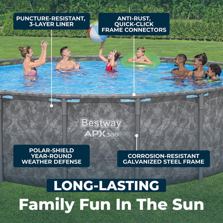 Bestway APX 365 18'x52" Round Above Ground Swimming Pool Set with Pump & Ladder