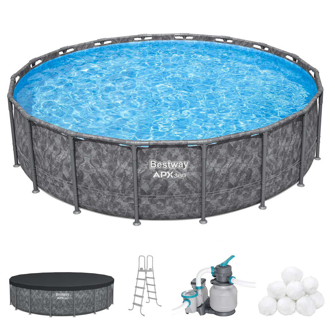 Bestway APX 365 18'x52" Round Above Ground Swimming Pool Set with Pump & Ladder
