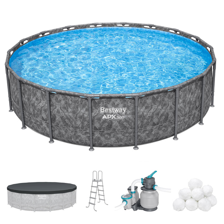 Bestway APX 365 18'x52" Round Above Ground Swimming Pool Set with Pump & Ladder