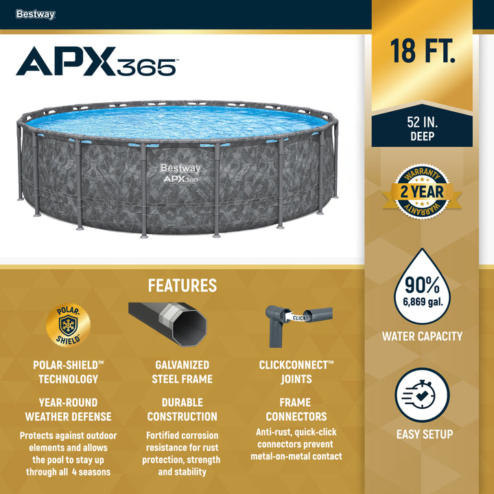 Bestway APX 365 18'x52" Round Above Ground Swimming Pool Set with Pump (Used)