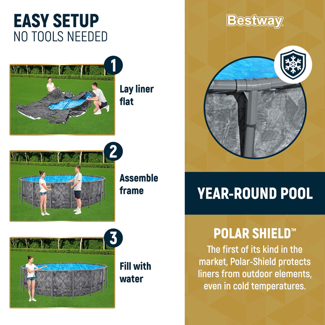 Bestway APX 365 Round Above Ground Swimming Set w/ Pump & Ladder (For Parts)