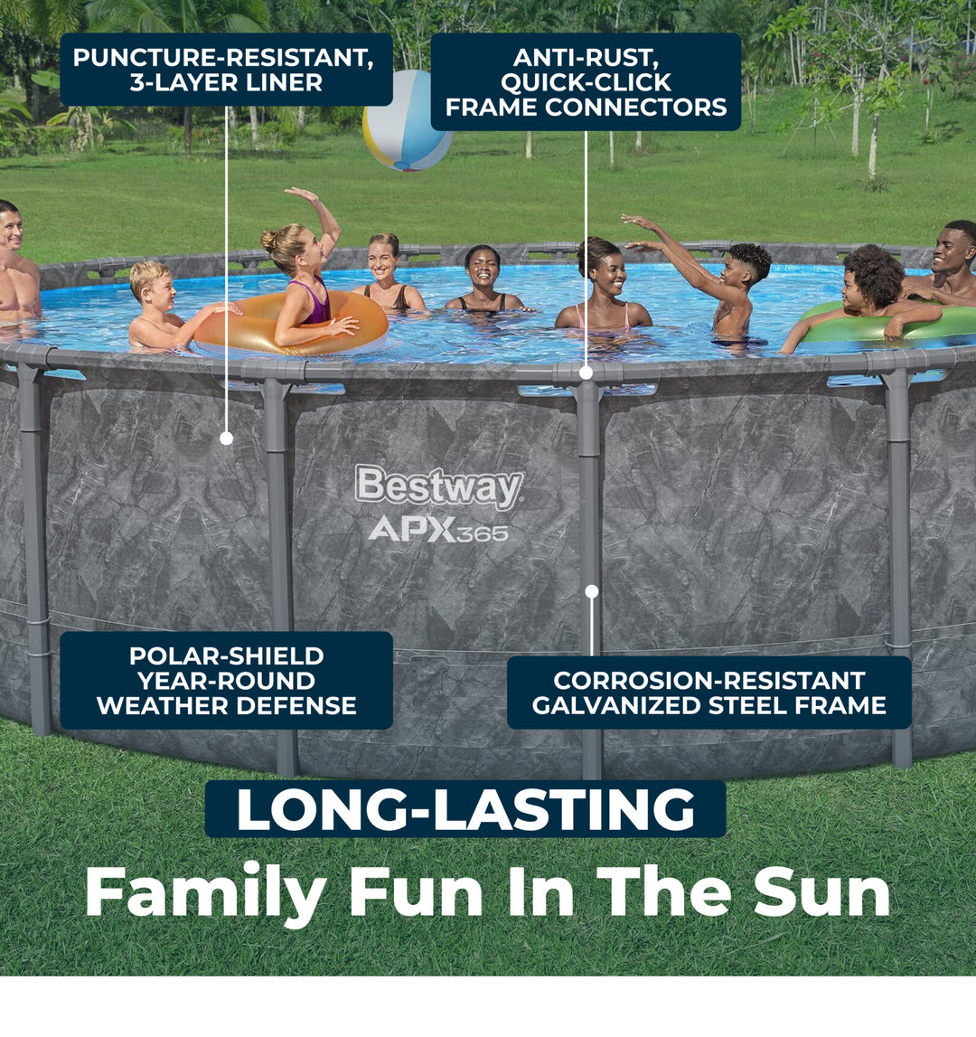 Bestway APX 365 22'x52" Round Above Ground Swimming Pool Set with Pump & Ladder - VMInnovations