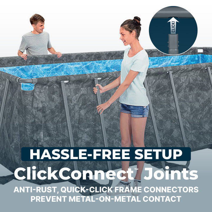 Bestway APX 365 18' x 9' x 52" Rectangular Above Ground Swimming Pool Set, Gray - VMInnovations