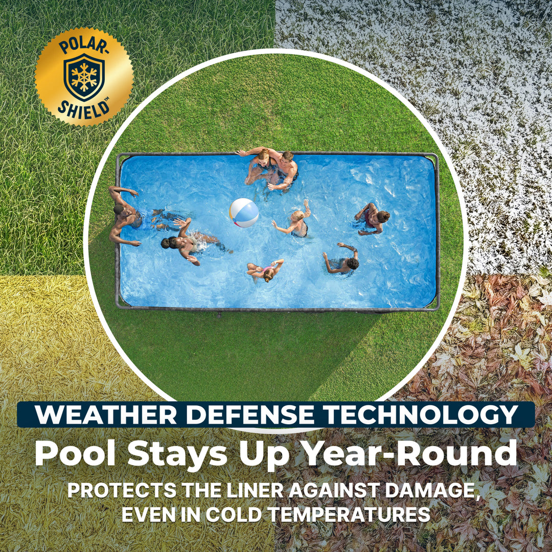 Bestway APX 365 18' x 9' x 52" Rectangular Above Ground Swimming Pool Set, Gray - VMInnovations