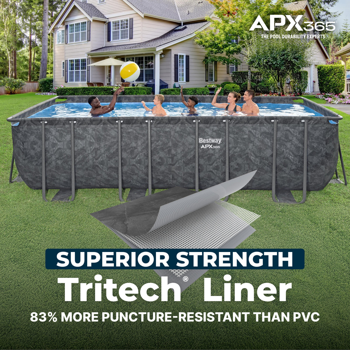 Bestway APX 365" Rectangular Above Ground Swimming Pool Set, Gray (For Parts)