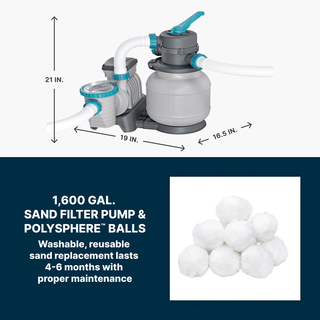 Bestway APX 365 18' x 9' x 52" Rectangular Above Ground Swimming Pool Set, Gray