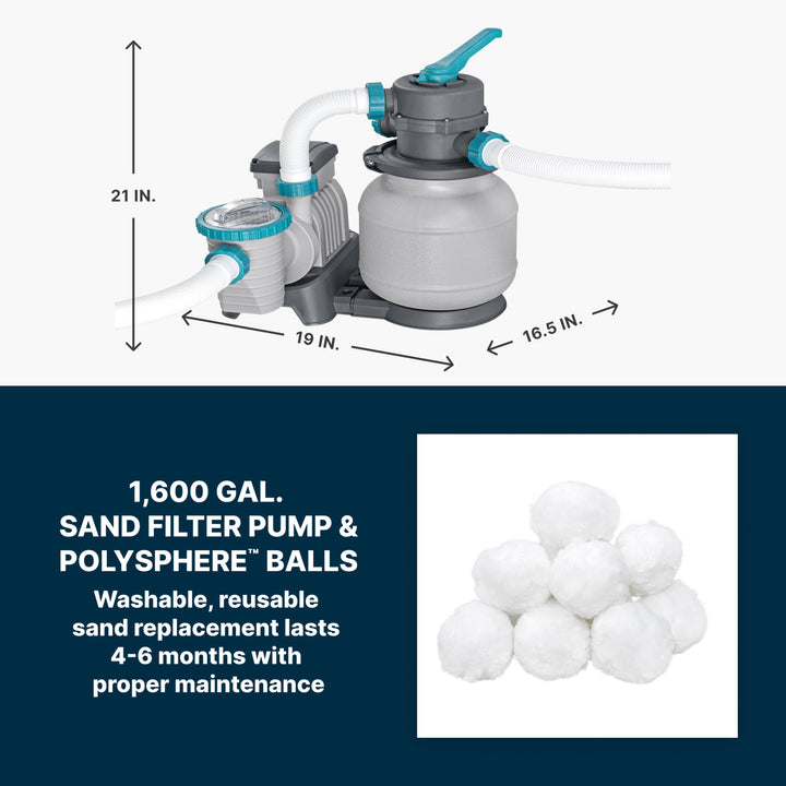 Bestway APX 365 18' x 9' x 52" Rectangular Above Ground Swimming Pool Set, Gray