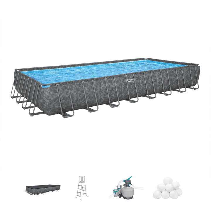 Bestway APX 365 Rectangular Above Ground Swimming Pool Set, 31'4" x 16' x 52"