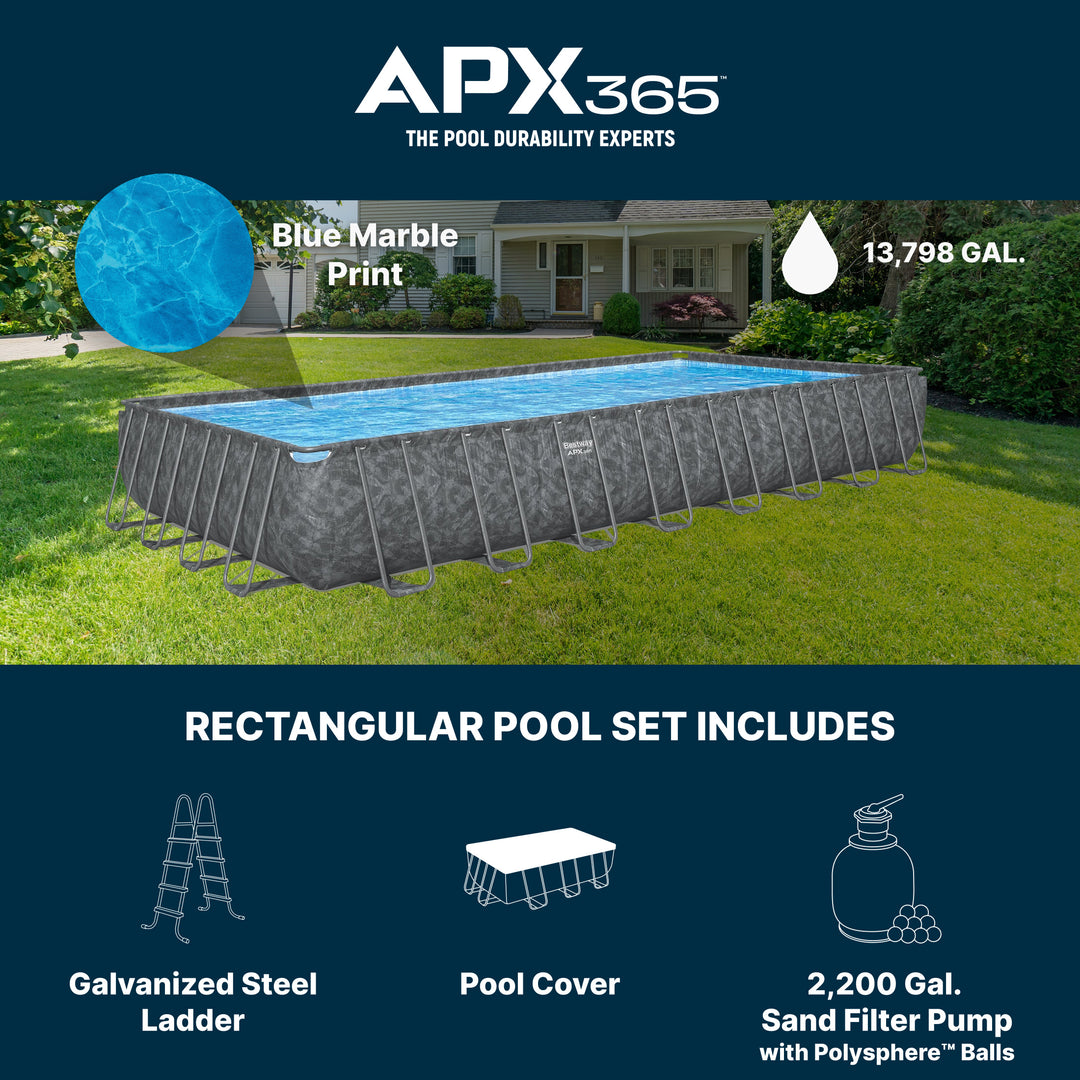 Bestway APX 365 31'4" x 16' x 52" Rectangular Above Ground Swimming Pool Set - VMInnovations