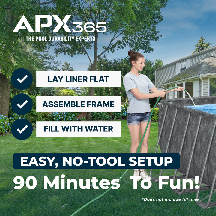 Bestway APX 365 31'4" x 16' x 52" Rectangular Above Ground Swimming Pool Set - VMInnovations