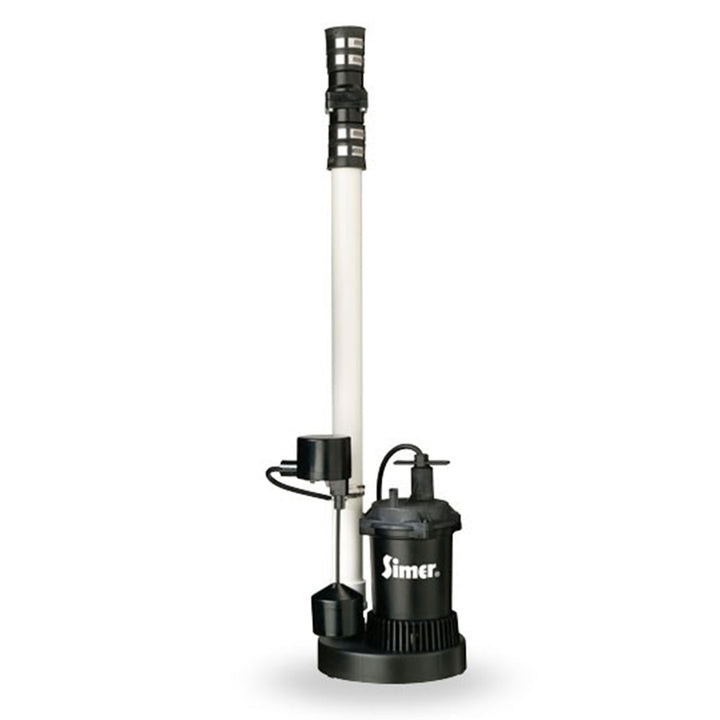 Simer Quick Install Sump Pump with Pre Assembled Discharge Pipe and Hose Kit