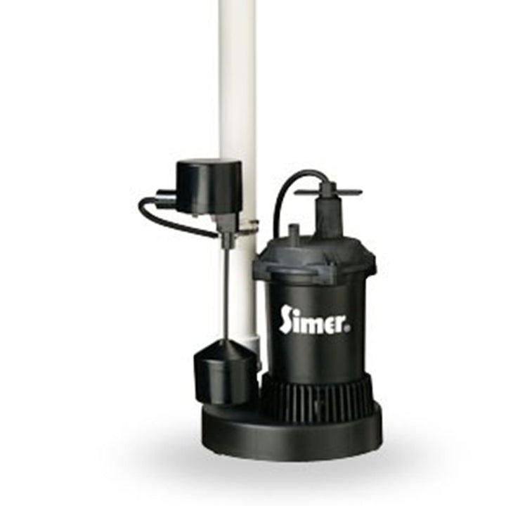 Simer Quick Install Sump Pump with Pre Assembled Discharge Pipe and Hose Kit