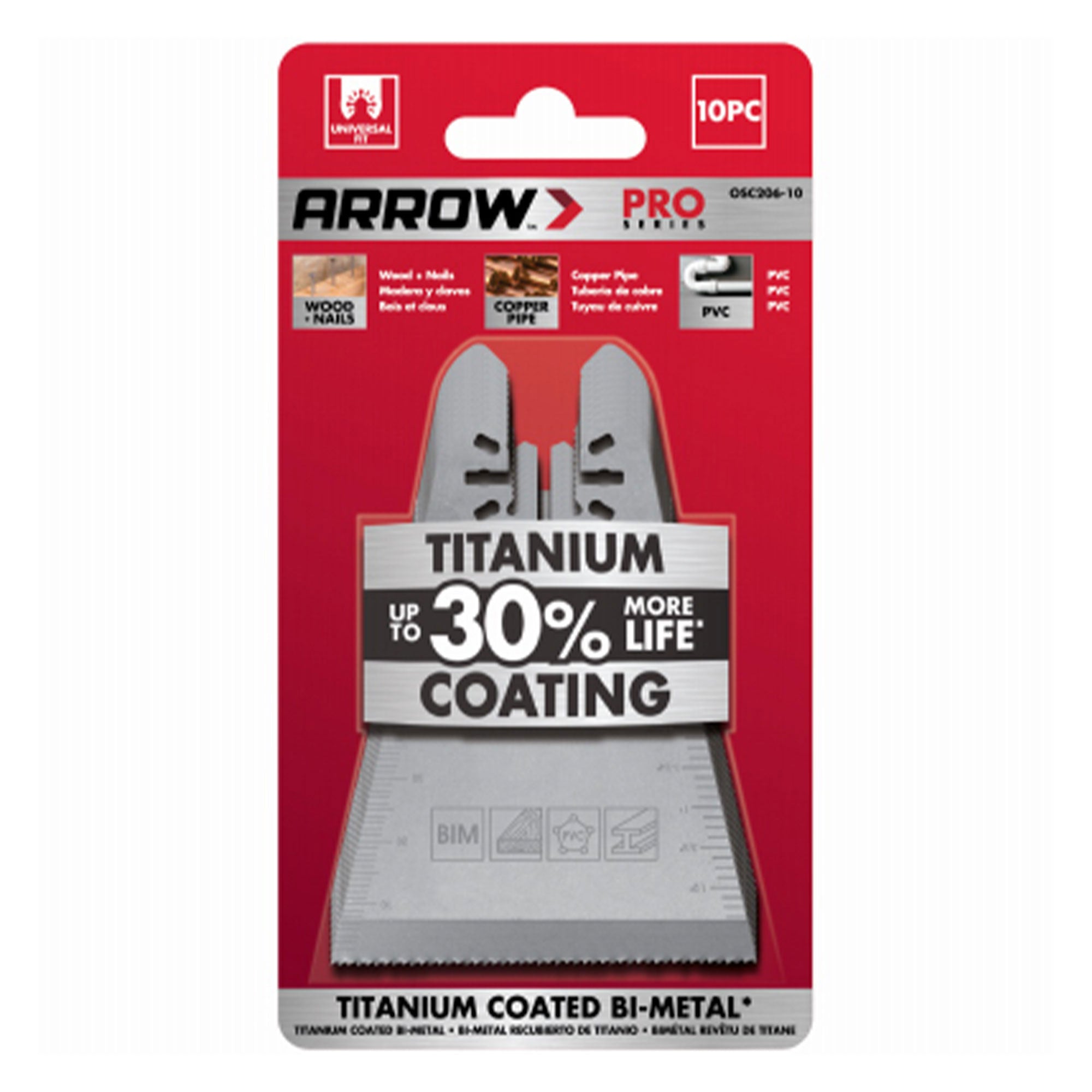 Arrow 2-11/16- Inches Titanium Wood & Nail Oscillating Tool Blade, 10 Piece