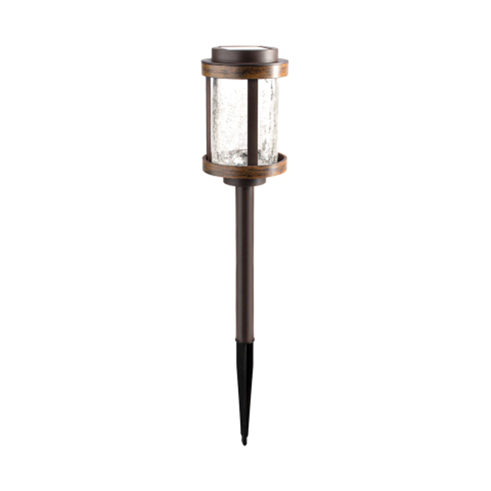 Fusion Solar Stake Light with Crackle Glass Lens, Bronze/Woodgrain (4 Pack) - VMInnovations