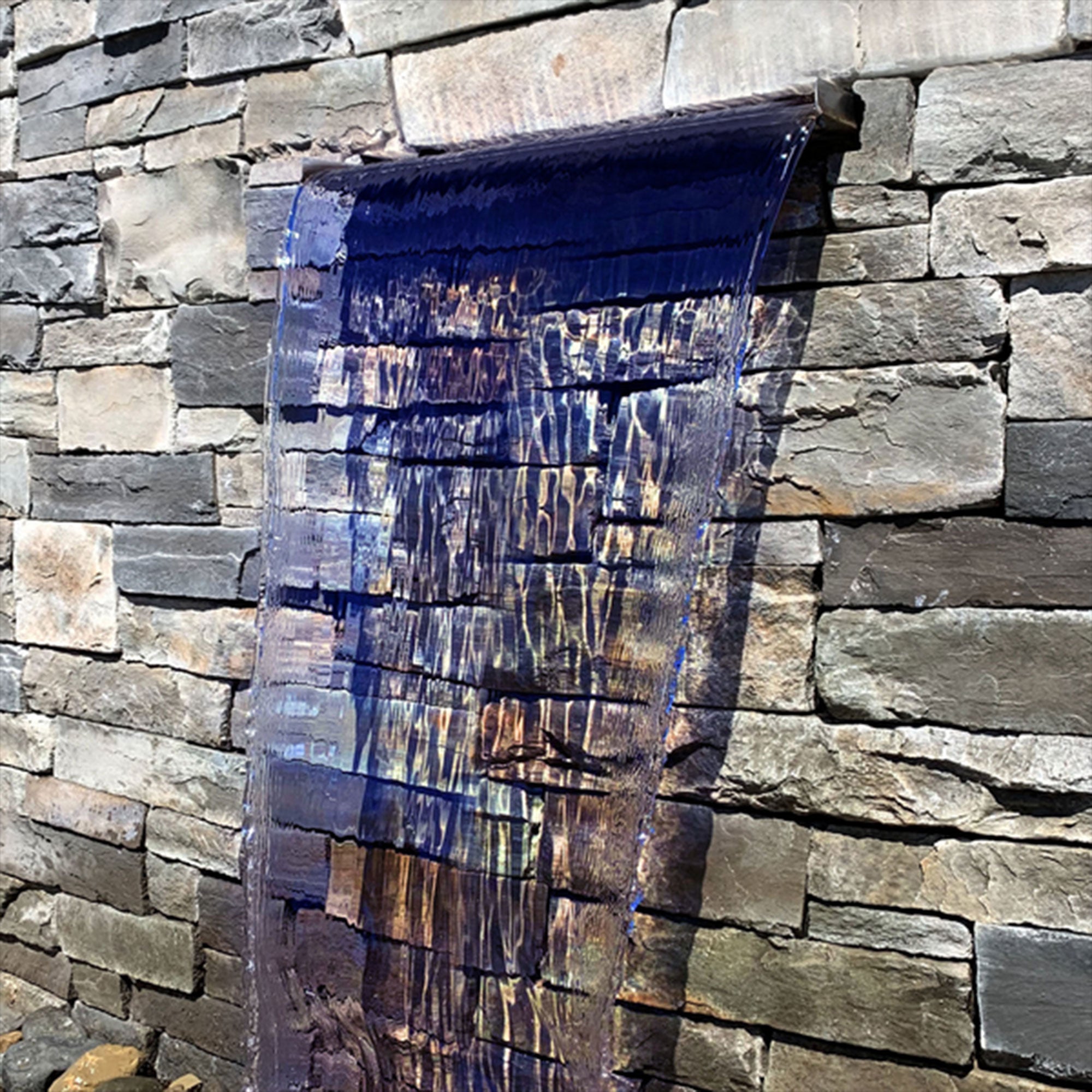 Pondmaster LED Lighted Waterfall 12 inch Spillway for Gardens or Pools, Blue - VMInnovations