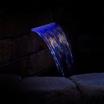 Pondmaster LED Lighted Waterfall 12 inch Spillway for Gardens or Pools, Blue - VMInnovations