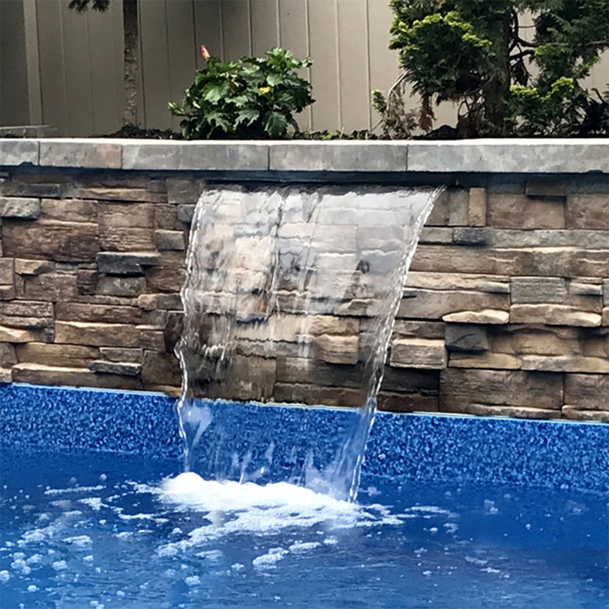 Pondmaster LED Lighted Waterfall 12 inch Spillway for Gardens or Pools, Blue - VMInnovations