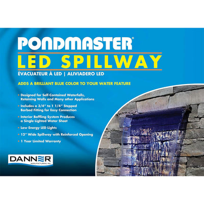 Pondmaster LED Lighted Waterfall 12 inch Spillway for Gardens or Pools, Blue