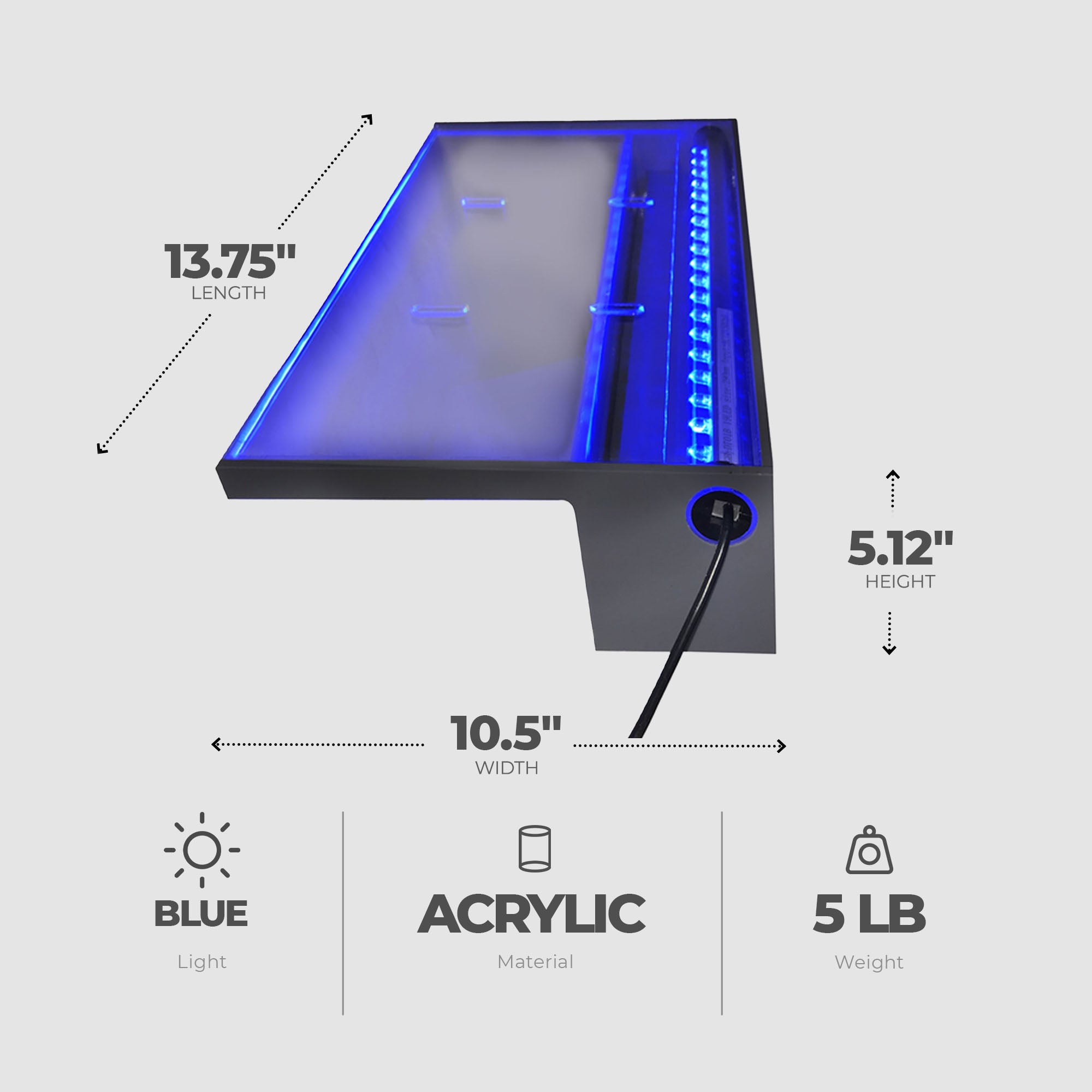 Pondmaster LED Lighted Waterfall 12 inch Spillway for Gardens or Pools, Blue - VMInnovations