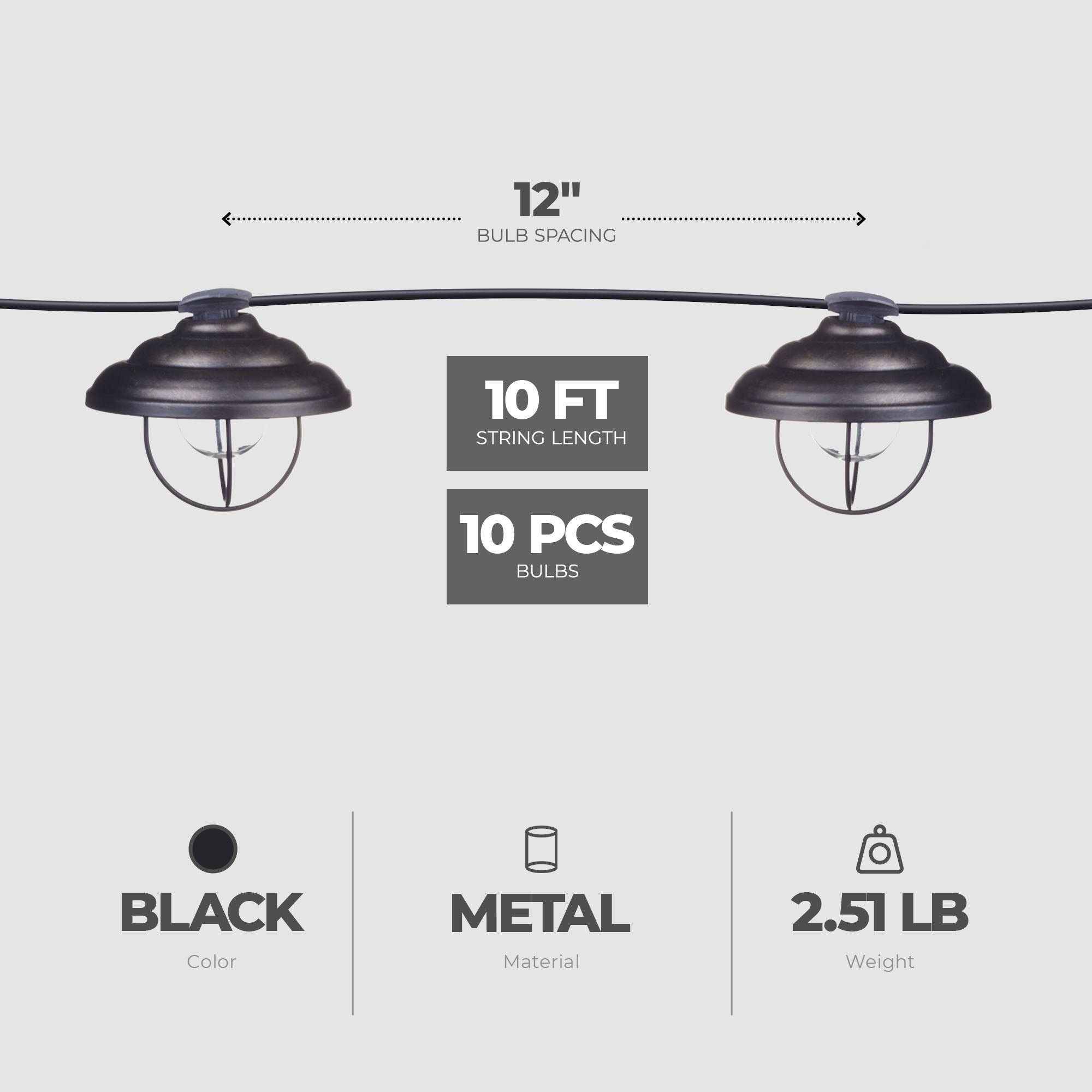 Globe Electric Porto String 10 Light Set with Incandescent Design (Open Box)