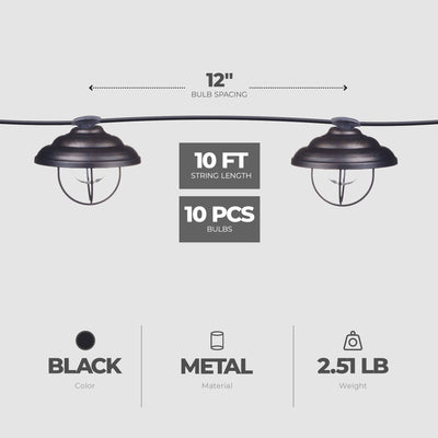 Globe Electric Porto String 10 Light Set with Incandescent Design (Open Box)