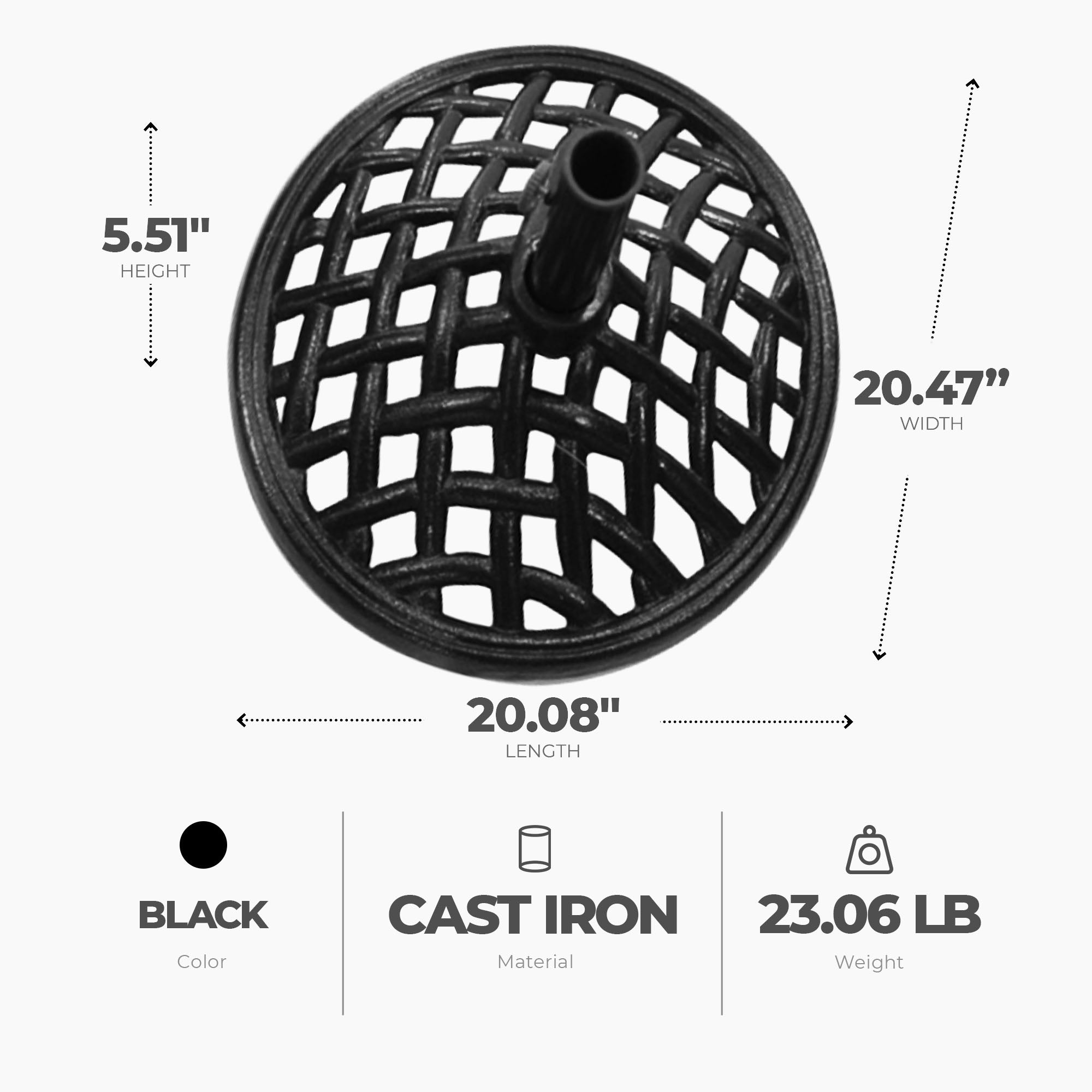 Four Seasons Courtyard Canmore 19" Cast Iron Patio Umbrella Base, Black (Used) - VMInnovations