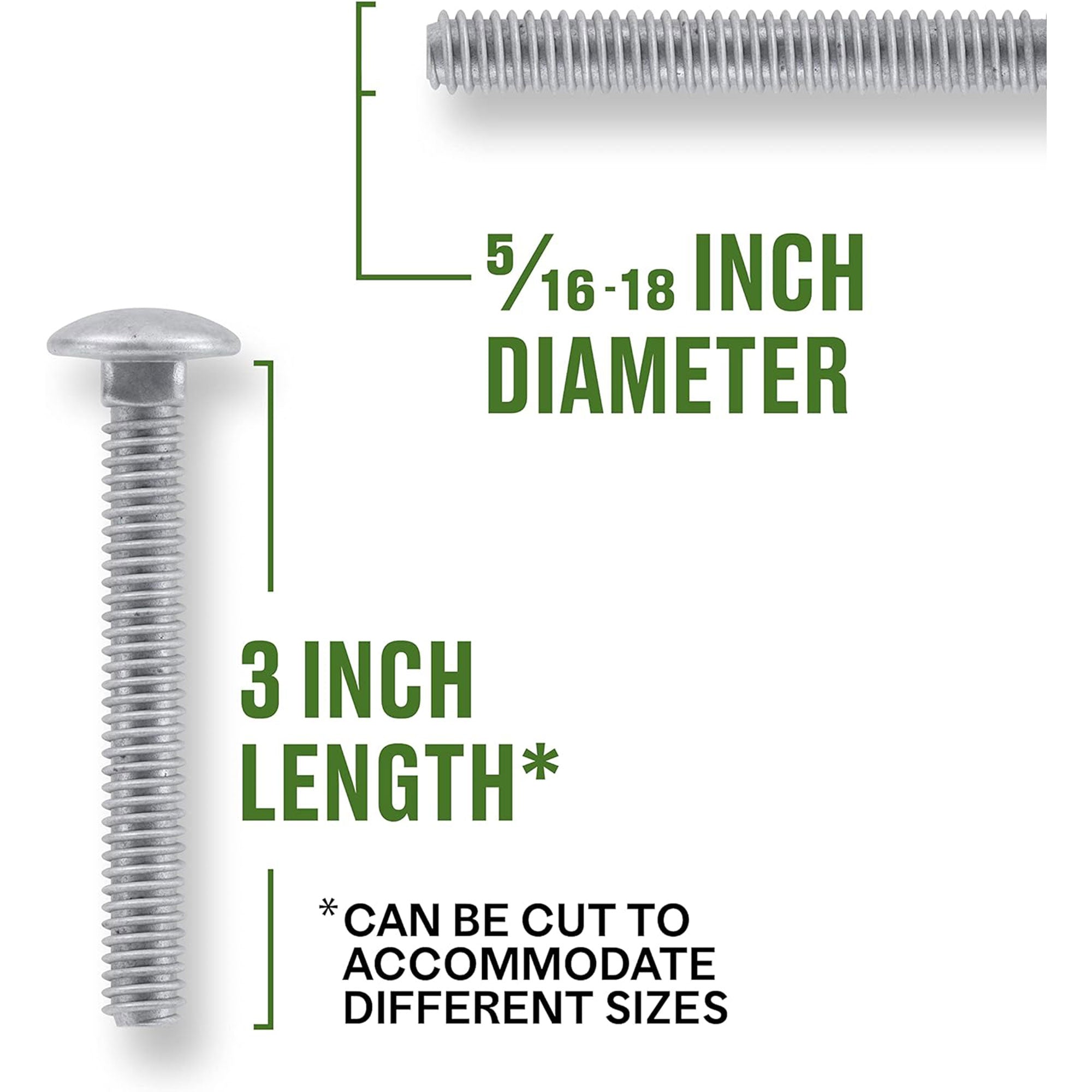 Hillman 5/16x3" Galvanized Carriage Bolts For Wood/Metal Frame(100pk)(Open Box) - VMInnovations