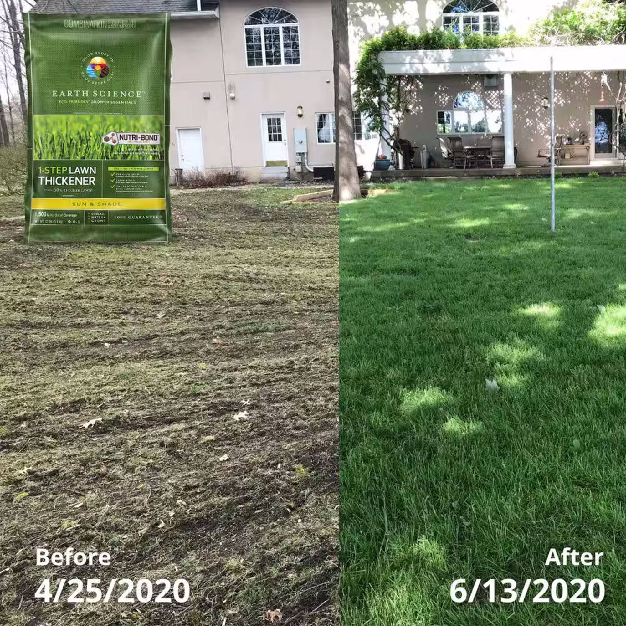 Earth Science 1 Step Sun & Shade Lawn Thickener Seed for Thin Lawns, 12 Pounds - VMInnovations