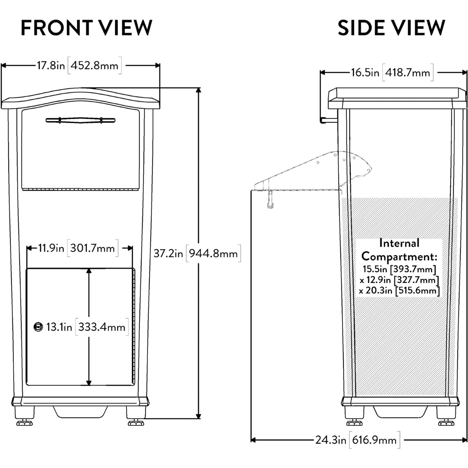 Architectural Mailboxes Cast Aluminum Elephantrunk Parcel Drop Box with Drum - VMInnovations