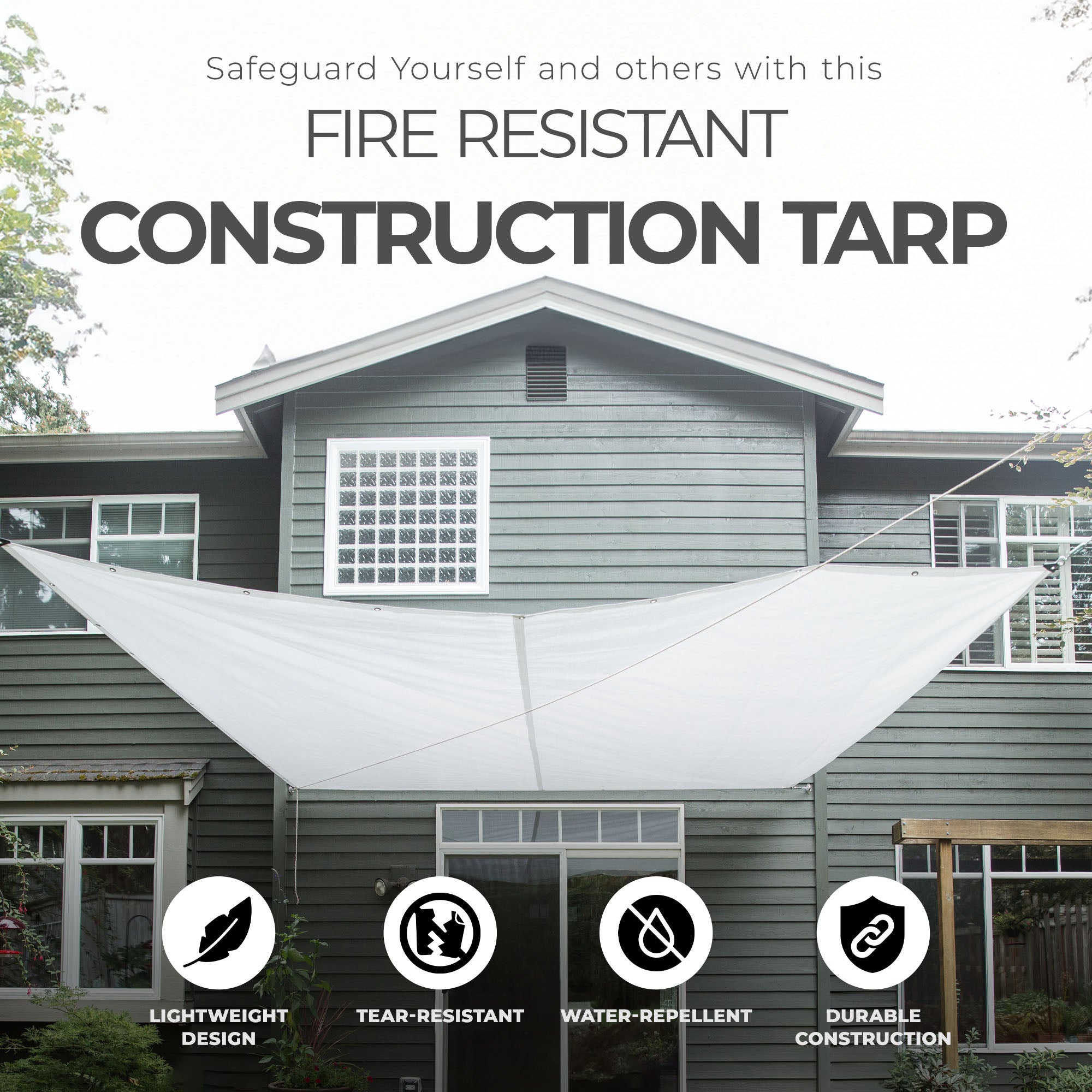 TruGuard 12'x 20' Fire Resistant Fire Retardant Construction Tarp(Open Box) - VMInnovations