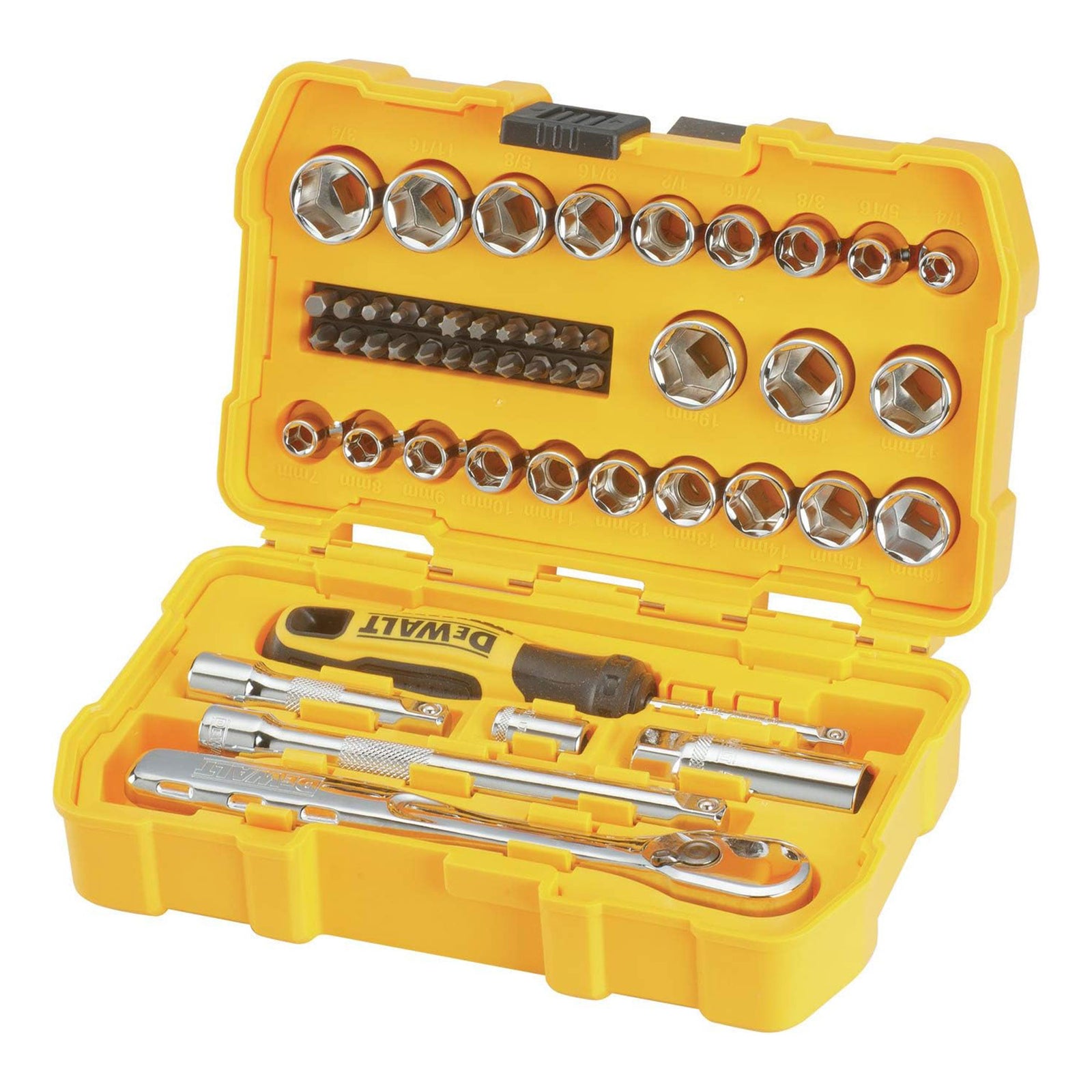 Dewalt 50 Piece 3/8 Inch Mechanics Hand Tool and Socket Set, SAE and Metric - VMInnovations