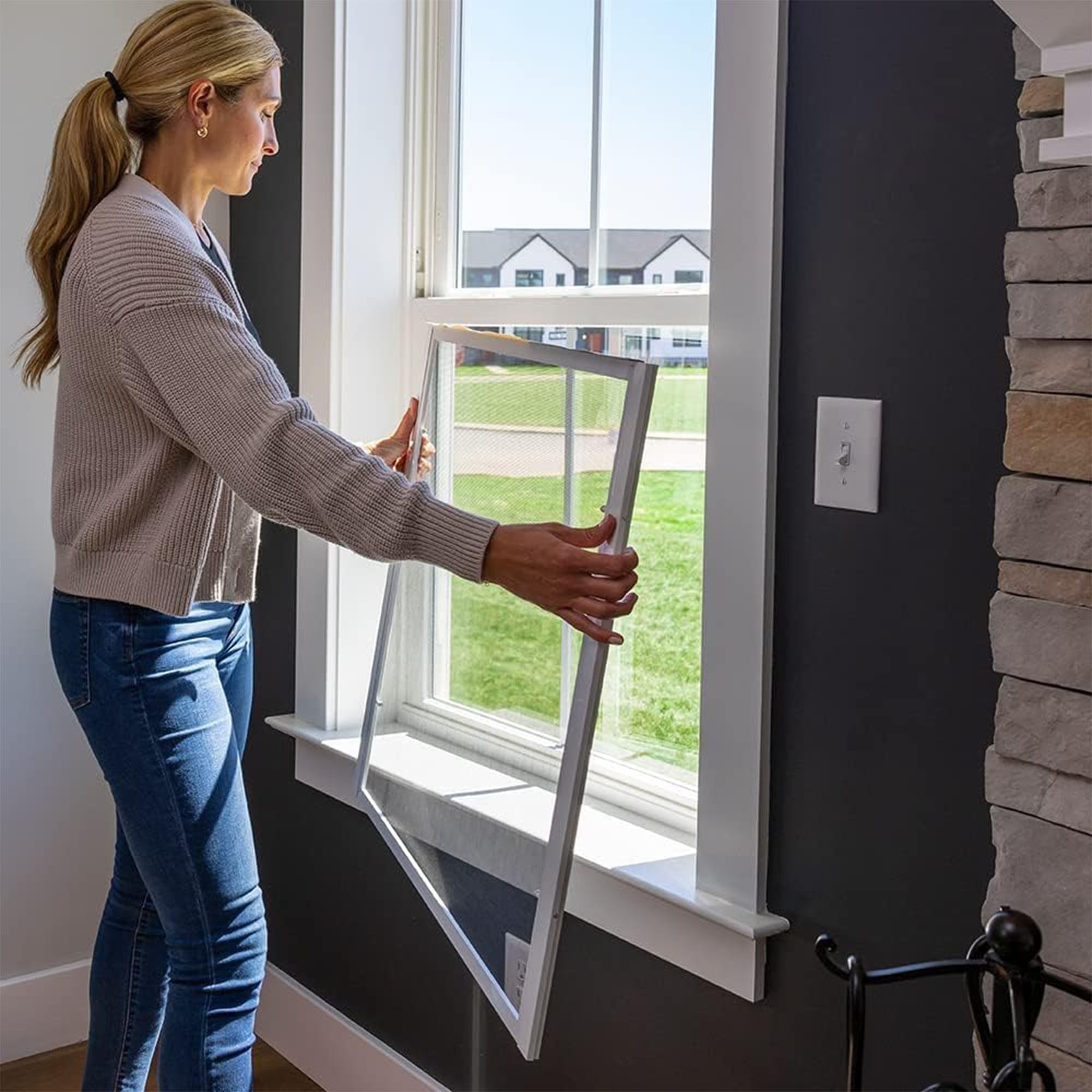 Saint-Gobain Adfors Fiberglass Window Screen for Home Improvement, Charcoal - VMInnovations