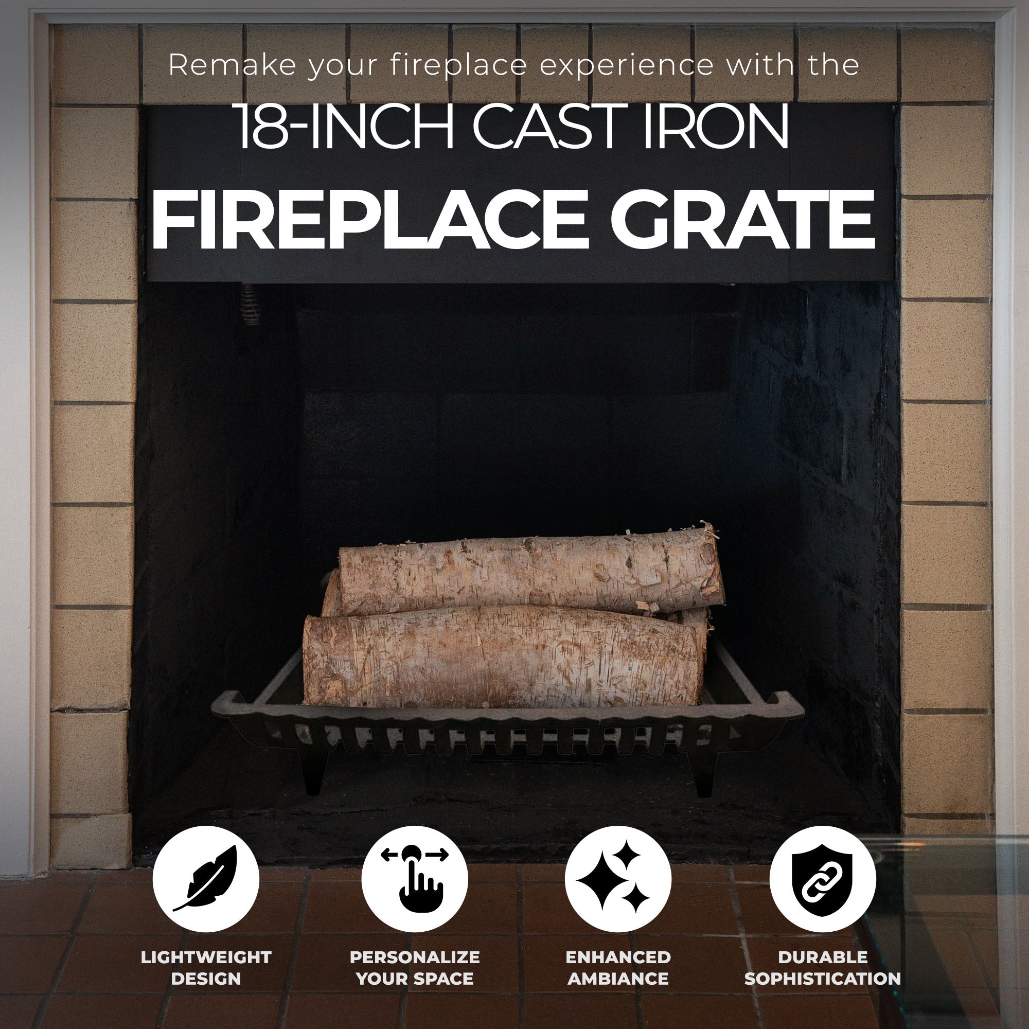 Panacea 18" Cast Iron Fireplace Grate for Fireplace Log Carriers & Holders(Used) - VMInnovations