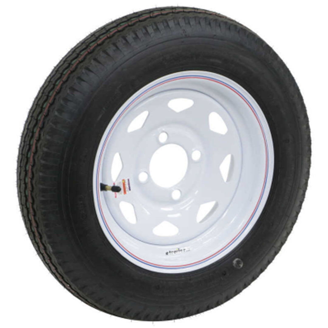 Kenda Loadstar 480-12 LRC Utility Trailer Tire and 4-Hole Custom Spoke Wheel