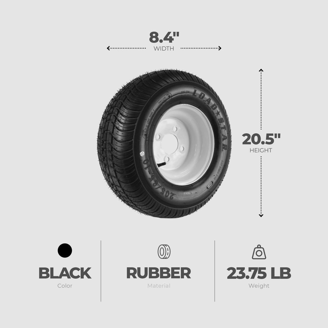 Kenda Loadstar 205/65-10 LRC Utility Trailer Tire and 4-Hole Custom Spoke Wheel