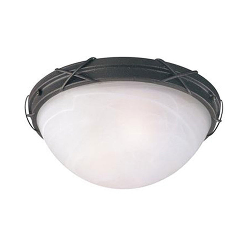 Westinghouse 12 x 5" Ceiling Light Fixture, Brown Patina & White Alabaster Glass