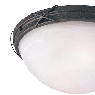 Westinghouse 12 x 5" Ceiling Light Fixture, Brown Patina & White Alabaster Glass - VMInnovations