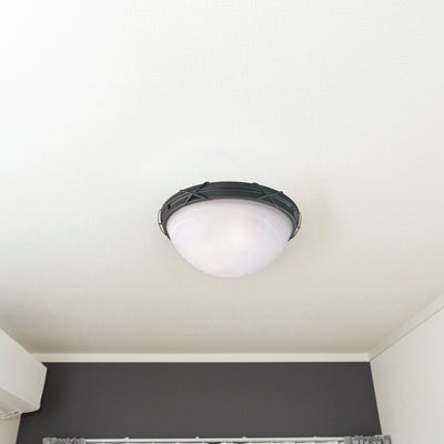 Westinghouse 12 x 5" Ceiling Light Fixture, Brown Patina & White Alabaster Glass - VMInnovations