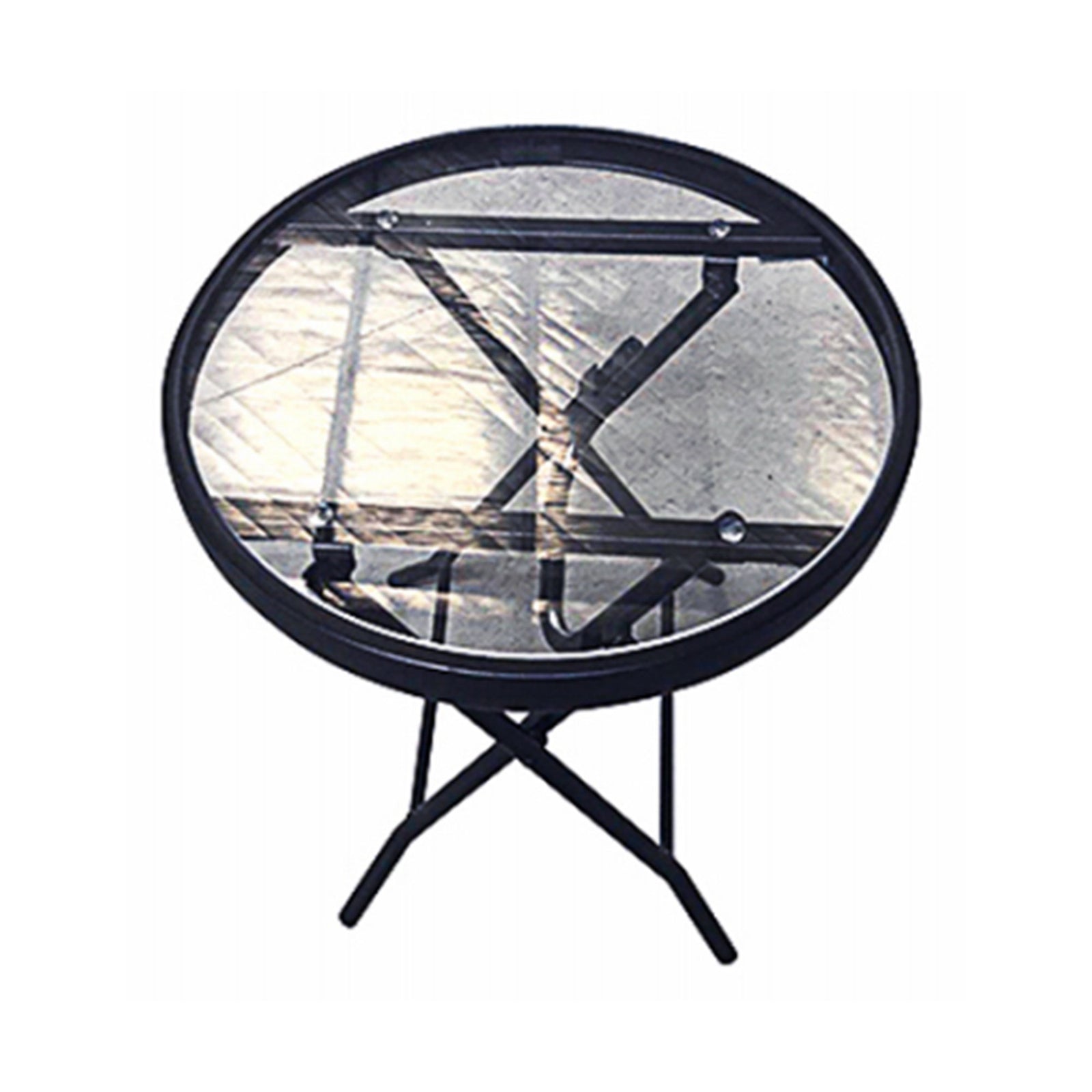 Four Seasons Courtyard Marbella 16" Foldable Steel Round Side Table, Black(Used) - VMInnovations