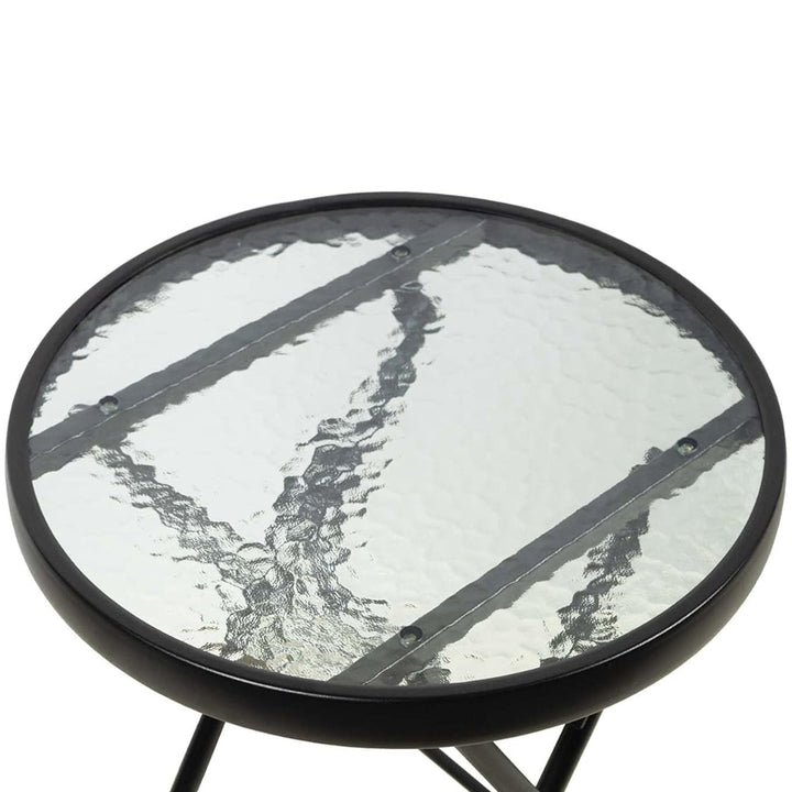 Four Seasons Courtyard 16 Inch Foldable Steel Round Side Table, Black (Open Box)