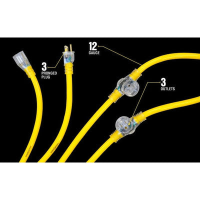 Southwire Yellow Jacket 25' Commercial 3 Outlet Extension Power Cord (Open Box) - VMInnovations