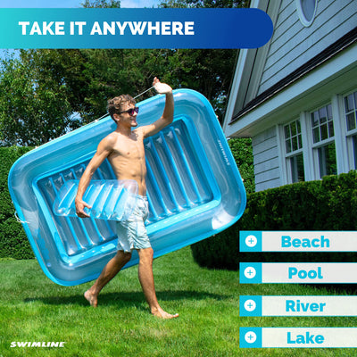Swimline Original Suntan Tub Relaxing Outdoor Water Lounge Float, Blue (3 Pack) - VMInnovations