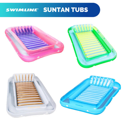 Swimline Original Suntan Tub Relaxing Outdoor Water Lounge Float, Blue (3 Pack) - VMInnovations