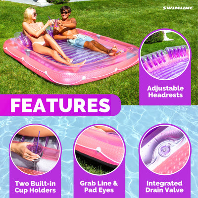 Swimline Original XL Suntan Tub Outdoor Water Lounge Float, Pink/Purple (2 Pack)