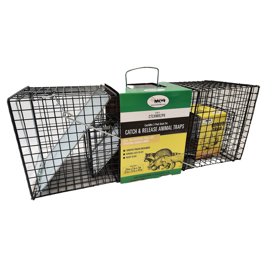 Rugged Ranch CatchMor Live Animal Multi Catch 2 Pack Trap, 1 Lg & 1 Sm (Used)