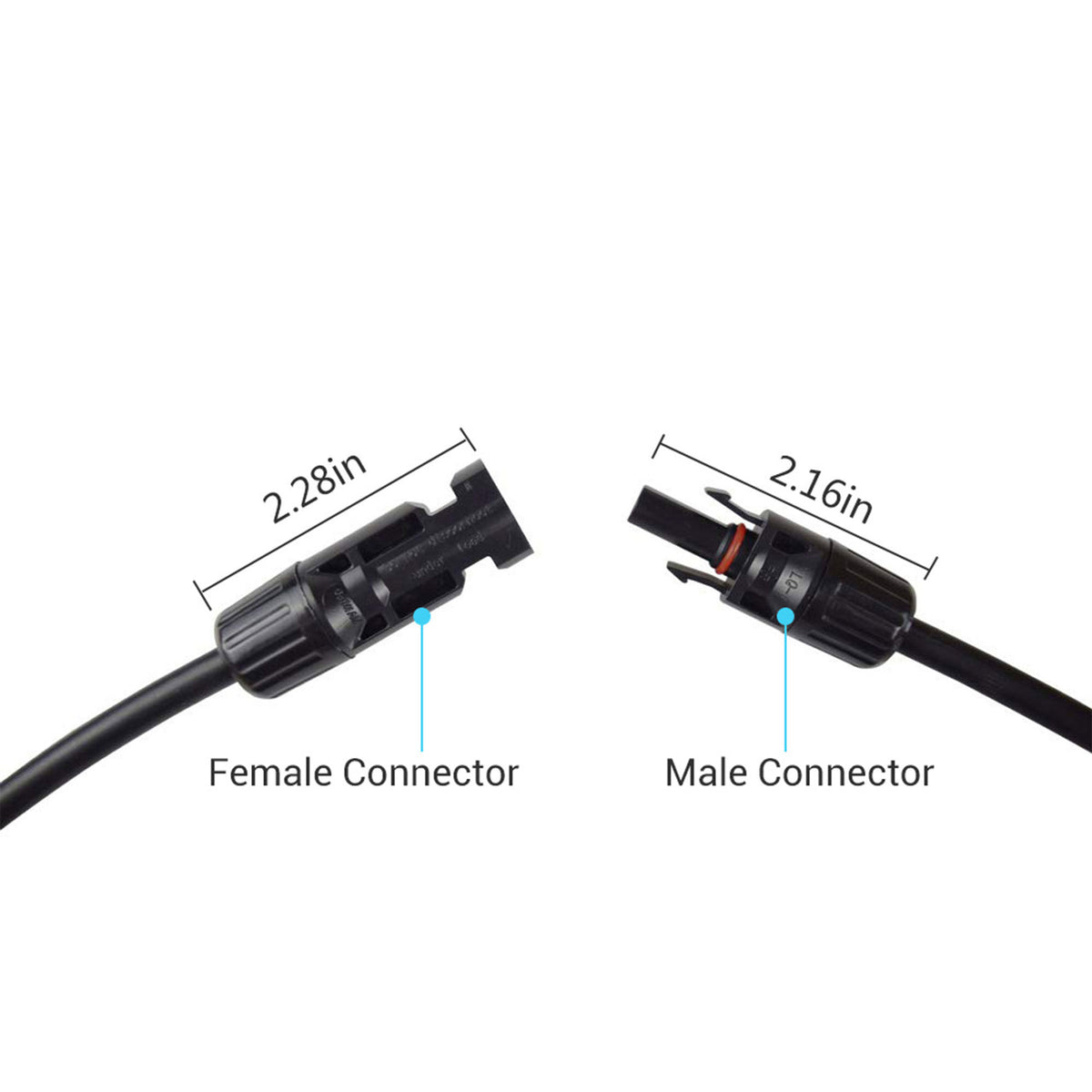 Renogy Solar Panel Extension Cable, Battery Charger Wire, 1.5 Feet Cord, Black